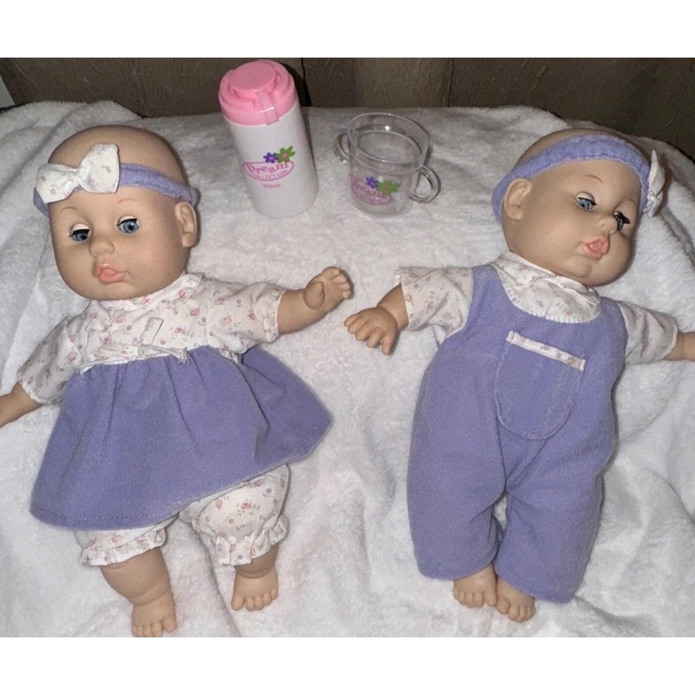 Dream Collection Baby Doll Twin Girls Carry Bag Gi Go Wipes Cup Accessories 11 "